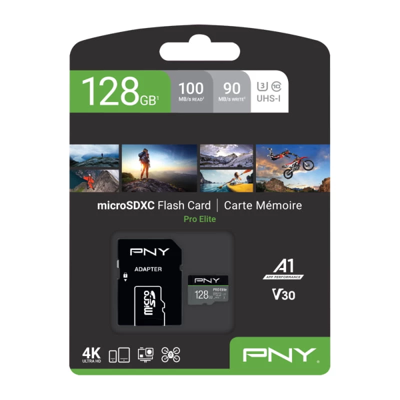 MicroSDXC Flash Card PNY PRO Elite 128GB UHS-I Model P-SDU128V31100PRO-GE