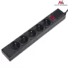 Power Extension Maclean MCE219 1.5m 5 AC Outlets Indoor Black