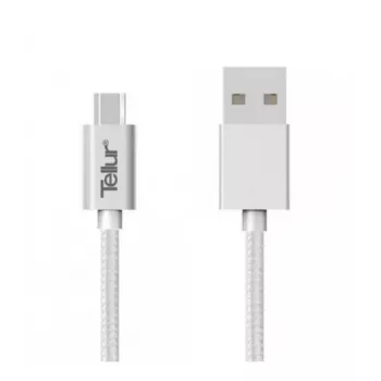 USB to Micro USB data cable Tellur Nylon Braided 1 m Silver