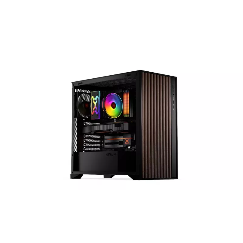 Computer Case KRUX Palum KRXD008 ATX Black — 2x3.5 inch bays, 2x2.5 inch bays, 2x120mm fans, GPU up to 39.5 cm