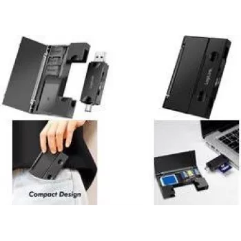 LogiLink CR0049 USB 3.2 Gen 1 SD/microSD Card Reader with Card Storage, Black