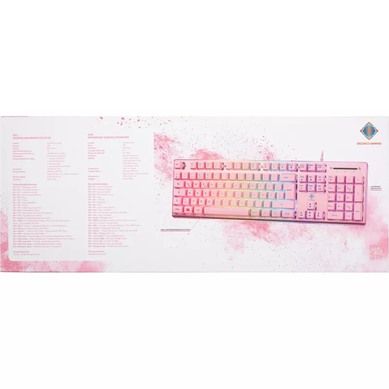 Deltaco GAM-021-RGB-P-DE - full size (100%) - USB - membrane key switch - QWERTZ - Pink