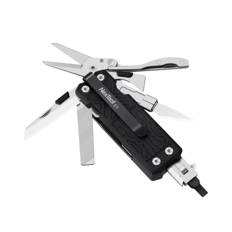 Multitool Nextool E1 10-in-1 pocket multitool, black, folding knife, 94 g, folded 7.9 cm