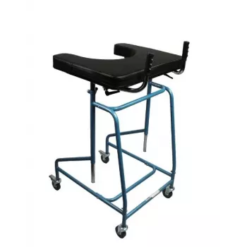 Four-wheeled support walker VITEA CARE VCBK2A with adjustable height, folding steel frame, brakes, 4 rubber wheels, max load 125 kg