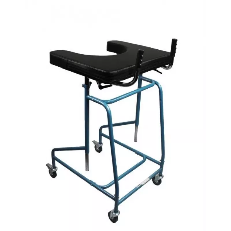Four-wheeled support walker VITEA CARE VCBK2A with adjustable height, folding steel frame, brakes, 4 rubber wheels, max load 125 kg