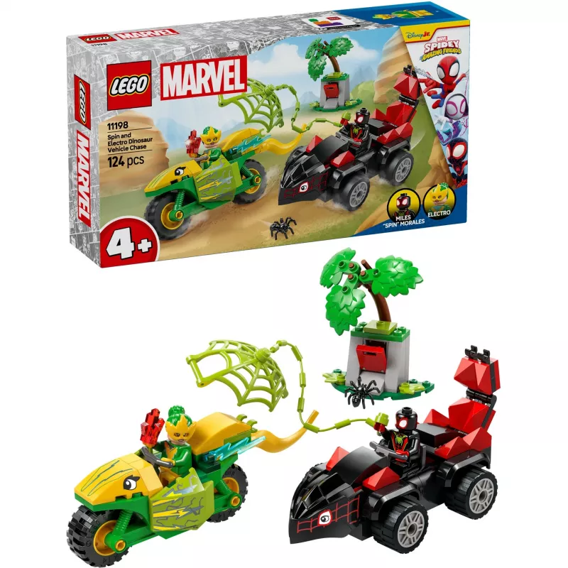 LEGO MARVEL 11198 Spin and Electro Dinosaur Vehicle Chase
