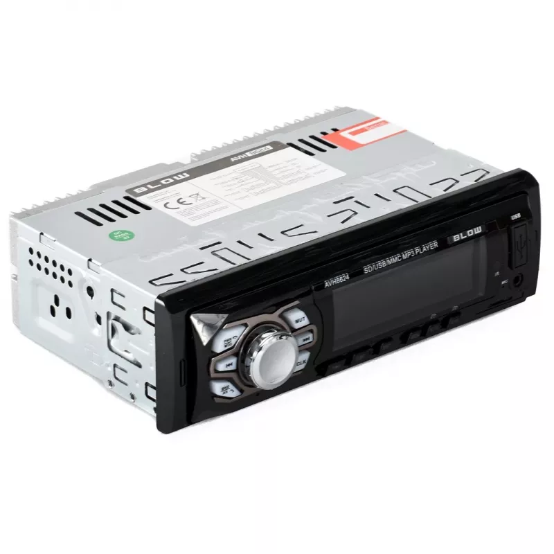 Car radio BLOW AVH-8624 — FM RDS, 45W RMS, Bluetooth, USB, MicroSD, AUX, LCD display, remote, black