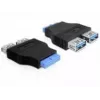 Delock Adapter USB 3.0 Pin Header Socket > 2 x USB 3.0 Socket - nebeneinander (65324)