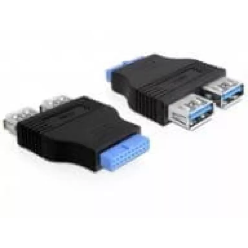 Delock Adapter USB 3.0 Pin Header Socket > 2 x USB 3.0 Socket - nebeneinander (65324)