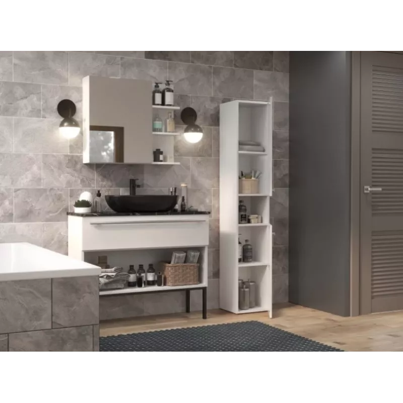 Bathroom cabinet NEL I 31x30x174 cm, white, glossy