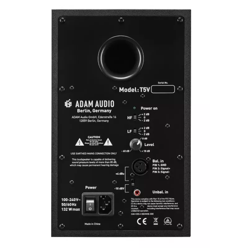 Studio monitor speakers ADAM AUDIO T5V, 5 inch woofer, 1.9 inch tweeter, 45–25,000 Hz, 106 dB, black