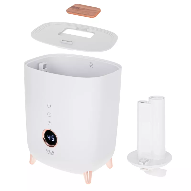 Ultrasonic humidifier Adler AD 7972 — 4 L tank, 300 ml/h, up to 35 m², 23 W, white