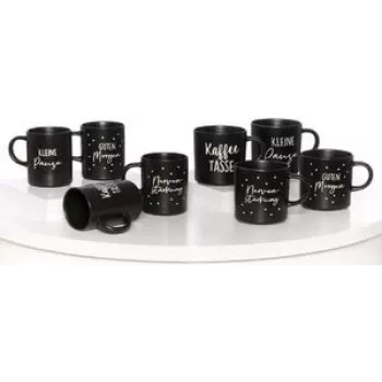 Porcelain Coffee Mug set by ritzenhoff & breker SVART 390 ml, dishwasher-safe, black, set of 4