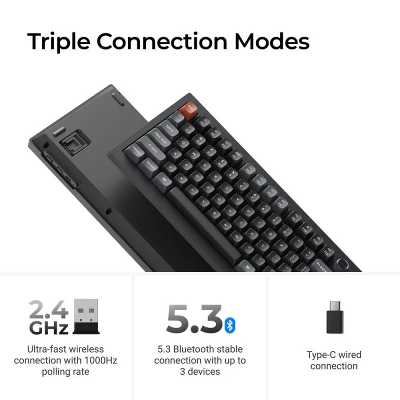 Mechanical Keyboard Keychron V3 Ultra 8K — QWERTY, Bluetooth & Wired, RGB, Black