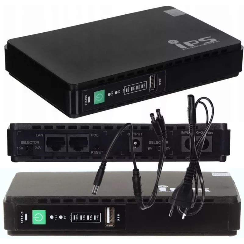 Power adapter/inverter MPL Power RouterUPS-30-PoE 30 W Indoor, 100–240V, black, 160×105×28 mm