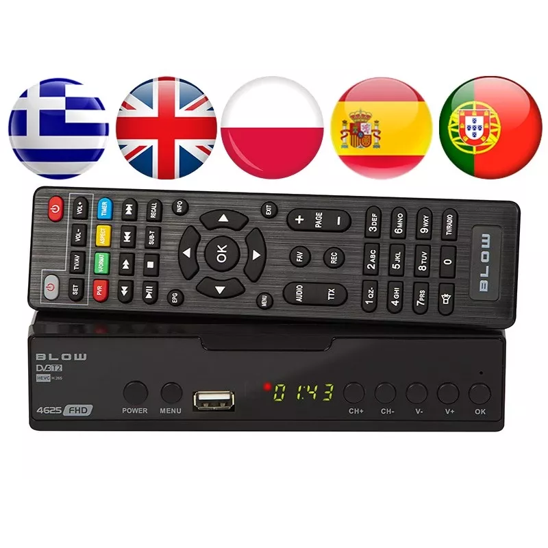Digital TV tuner BLOW 4625FHD DVB-T2 H.265 terrestrial receiver, HDMI, USB, SCART, Ethernet, S/PDIF