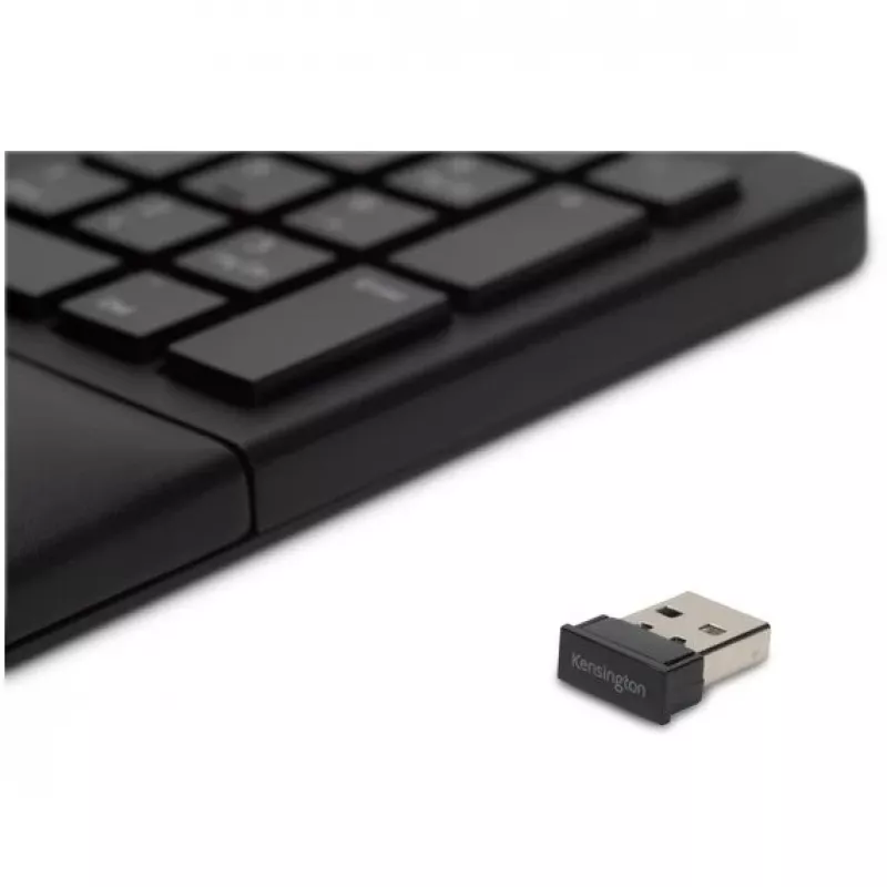 Kensington ProFit Ergo Wireless Keyboard FR, Full-size (100%), Wired & Wireless, RF Wireless + USB, AZERTY, Black