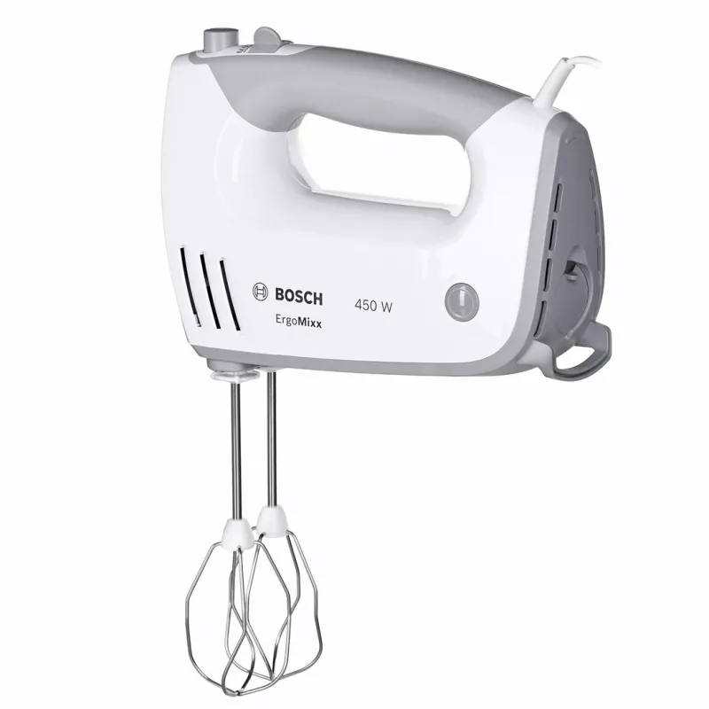 Hand mixer Bosch MFQ36480 – 450 W, 5-speed with turbo, grey/white, beaters and dough hooks