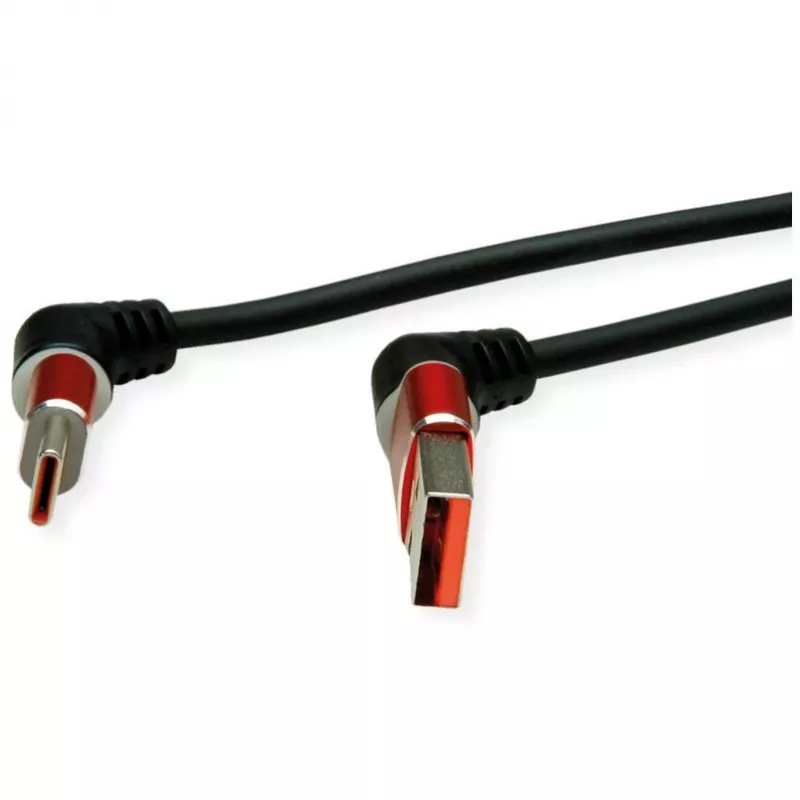ROLINE USB 2.0 Cable Type-C - Type-A ST/ST 360° Rotation black Red 1 m 11.02. - Cable - Digital/Data