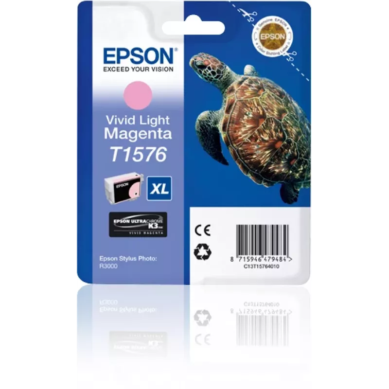 Epson Turtle T1576 Vivid Light Magenta, High (XL) Yield, Vivid light magenta, Pigment-based ink, 25.9 ml, 1 pc(s), 2300 pages