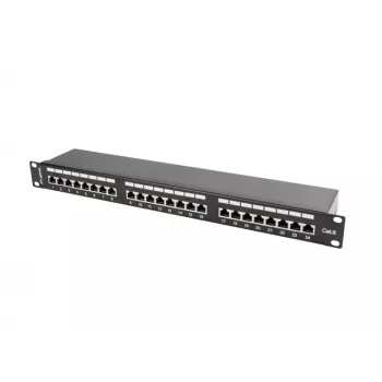 Lanberg PPS6-1024-B 24-Port Cat6 Shielded 1U 19 inch Rackmount Patch Panel, Black