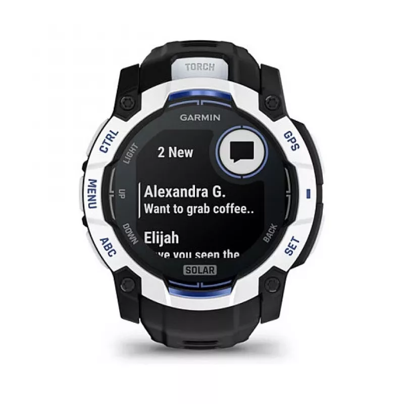 Smartwatch GARMIN Instinct 3.05 cm (1.2 inch) AMOLED 45 mm 390x390 px Touchscreen Black White GPS 4 GB 53 g Silicone band