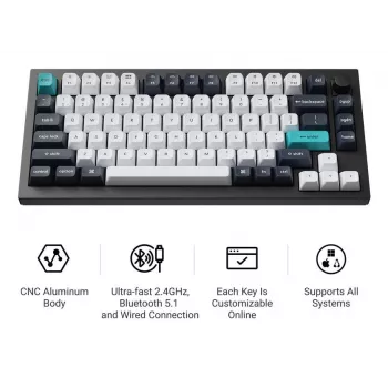 Mechanical Keyboard Keychron Q1 Max 75% with Banana Switches, Carbon Black