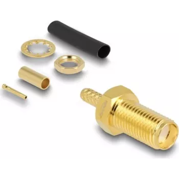 Coaxial SMA female crimp connector DELOCK 91785 for RG-174/RG-316 with heat-shrink sleeve