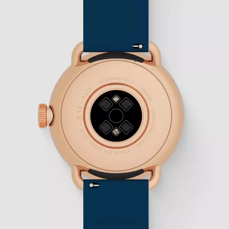 Withings ScanWatch 2 - Watch with ECG, Heart Rate, SpO2, Activity and Sleep Tracking (38mm, Blue Rose Gold)