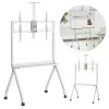Floor TV stand MACLEAN MC-114 W for displays 55 inch–100 inch, white, VESA up to 900x600, max load 120 kg, height 115–152 cm, shelf