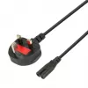 Power cable IBOX Euro 2-pin 1.8 m with UK plug VDE, IEC C7, black, copper conductor