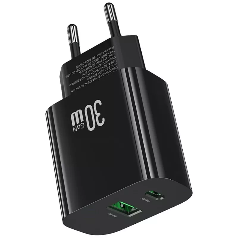 usams Charger USA001631 30W with 1x USB-C and 1x USB-A fast charging