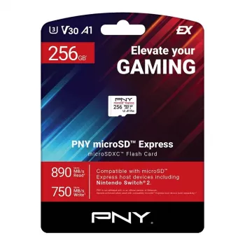 MicroSDXC memory card PNY microSD Express 256 GB UHS‑I Read 890 MB/s Write 750 MB/s U3 V30