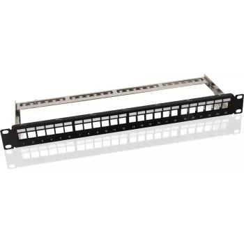 helos Modular Rack Keystone Patch Panel 19 inch 1U 24-Port, black