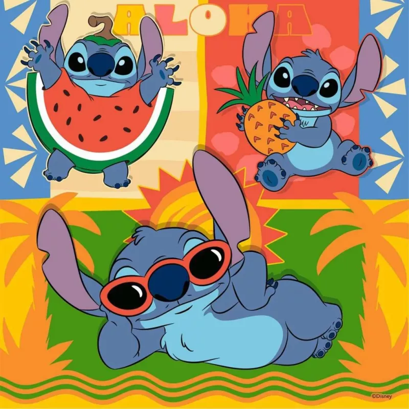 Children's puzzle Ravensburger Disney Stitch — 3 x 49 pieces, suitable for kids