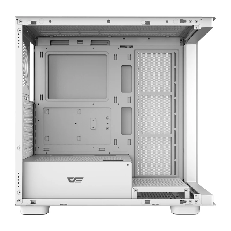 Computer case DarkFlash DS900G White — mid-tower, tempered glass, no fans