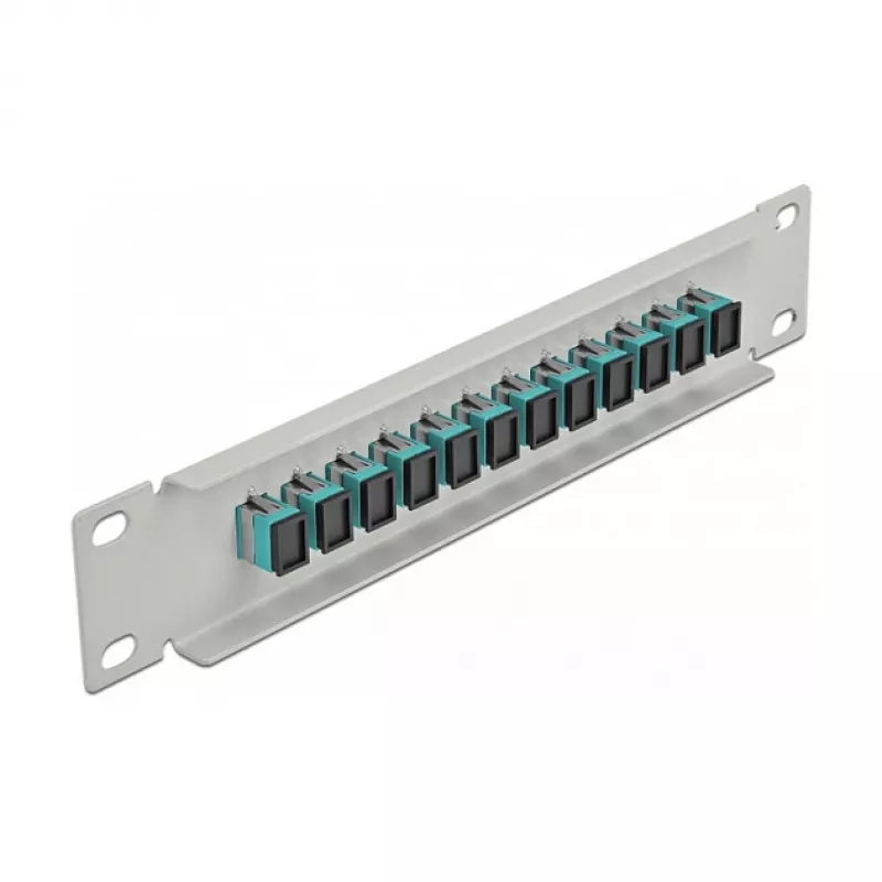 Fiber Optic Patch Panel DeLOCK 10 inch 12 Port SC Simplex Aqua 1U Grey