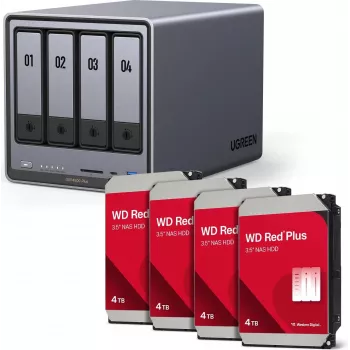 NAS enclosure UGREEN NASync DXP4800 Plus with Western Digital internal HDDs 16 TB (4 x 4 TB)