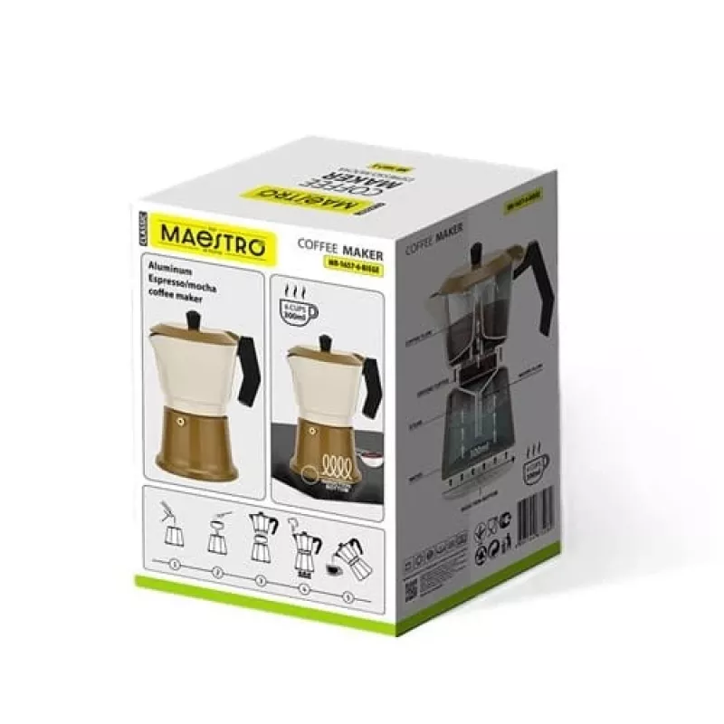 Stovetop Espresso Maker Maestro MR-1657-6-BEIGE aluminum 6-cup