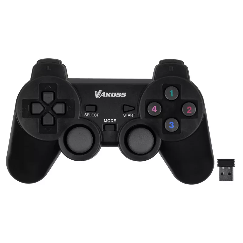 Gamepad VAKOSS GP-3925BK Black wireless RF analogue/digital for PC and PlayStation 3, 12 buttons, 2.4 GHz, nano receiver