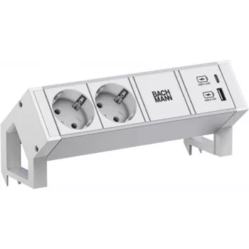 Bachmann DESK2 ALU WHITE 937.4022xCEE7/3 1xUSB A/C 22W 0 2m GST18