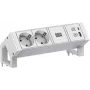 Bachmann DESK2 ALU WHITE 937.4022xCEE7/3 1xUSB A/C 22W 0 2m GST18
