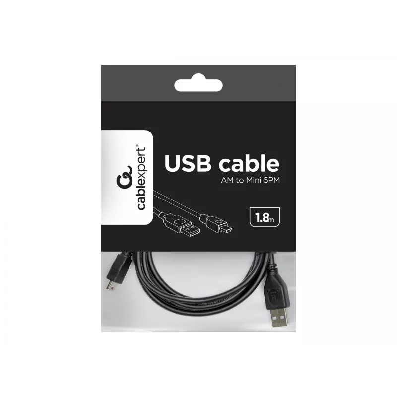 Gembird 1.8m USB 2.0 A/mini-USB M USB cable USB A Mini-USB B Black