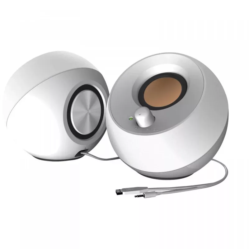 Creative Pebble 2.0 Desktop Stereo Speakers, White