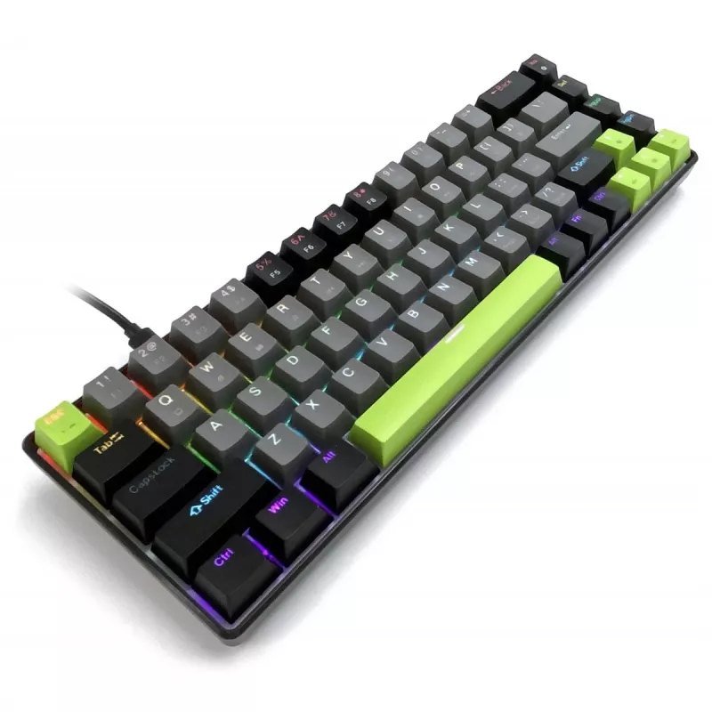 Mechanical keyboard MEDIA-TECH MT1260 Red Core MX60, 60% form factor, CHERRY MX Red switches, RGB backlight, USB, green