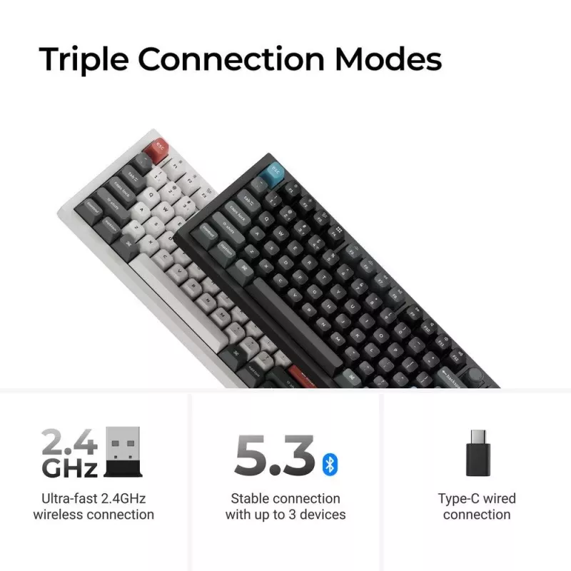Mechanical Keyboard Keychron Q3 Ultra 8K — 80% QWERTY, Wired & Bluetooth, RGB, Black
