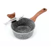PROMIS Granite Cookware Set, 16 cm Saucepan and 20, 24, 28 cm Pots, Brown Handles