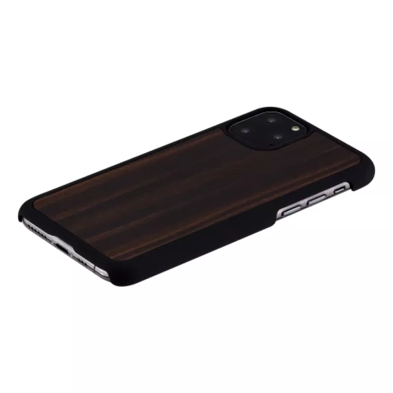 Phone case man and wood for iPhone 11 Pro — ebony black, hard protective back cover