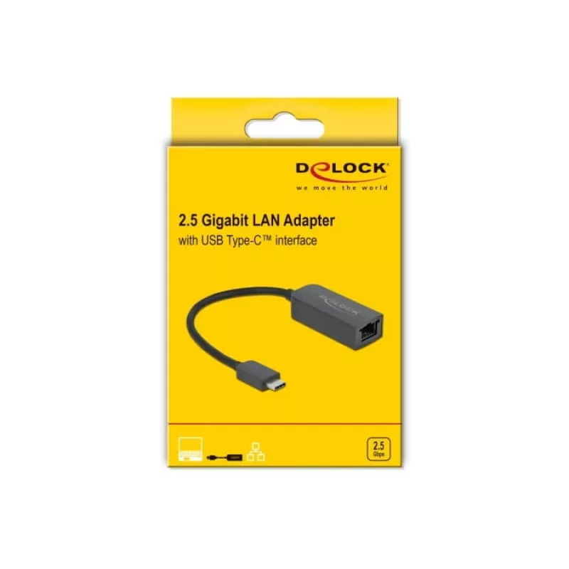 Adapter USB Type-C male to 2.5 Gigabit LAN compact DeLOCK 66645