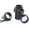 Multifunctional survival whistle Mil-Tec SP.22073 — 6-in-1 olive, compass, thermometer, mirror, magnifier, light, 100×35×30 mm